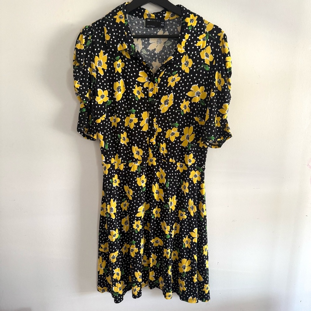 ASOS Black Sun Dress with Yellow Floral Pattern